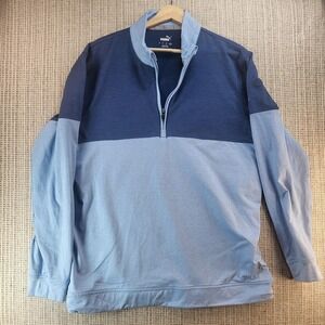 PUMA Pullover Mens Large Blue Quarter Zip Mock Neck Two Tone Athletic Golf Top‎